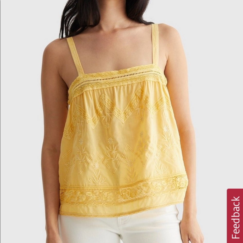 Lucky Brand Lace Cami Embroidered Woven Tank Top